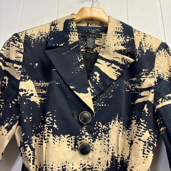 Grace Womens Career Artsy Abstract Blazer Jacket Size 8 Sophisticated Office - Picture 7 of 7